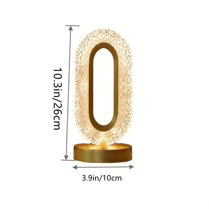 1 luxurious oval crystal table lamp, office USB charging lamp, living room bedside night light decorative table lamp suitable for bedroom, living room, party and dinner decoration creative lamp