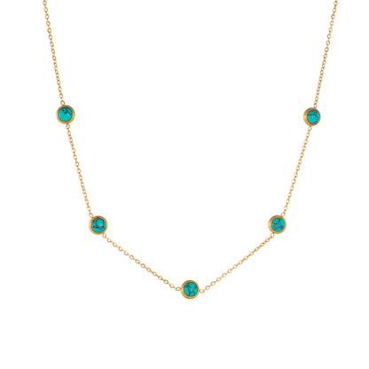 Round Turquoise Accessory Chain Earrings Stainless Steel Set