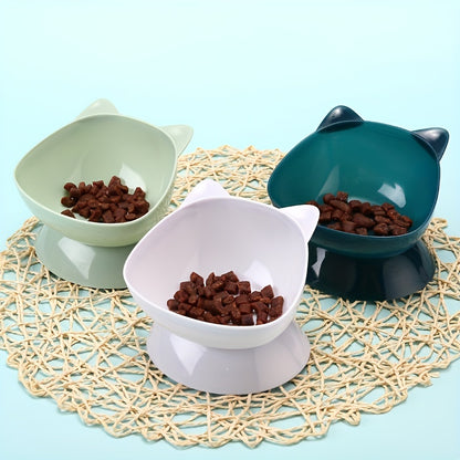 Premium Cat Ear Shaped Elevated Pet Bowl - Ergonomic Inclined Design for Cervical Spine Support - Perfect for Cats & Dogs - Stylish Food & Water Dishes for Your Furry Friends