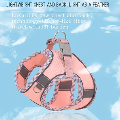 Premium Mesh Fabric for Cool and Breathability, Soft Touch with Durability; 360-Degree Full Body Wrap Anti-Escape Design, Nighttime Reflective Safety Vest-Style Dog Leash for Small to Medium Pets, Pet Walking Gear, Running Tr