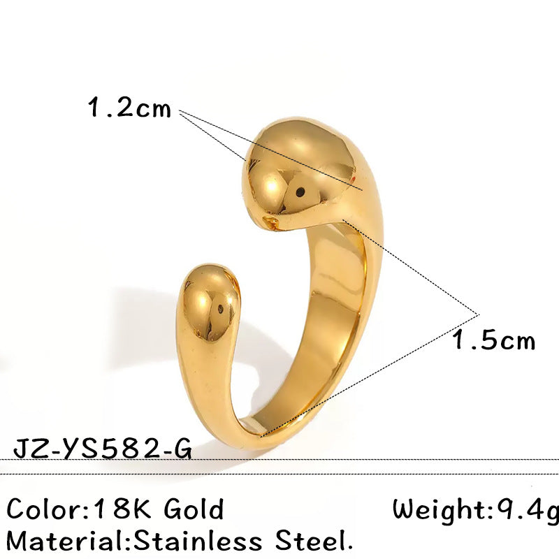 Stainless Steel Ring, Minimalist Geometric Polished Band For Women