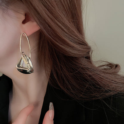 Women's High-End Metallic Hollow Triangle Silver Stud Earrings