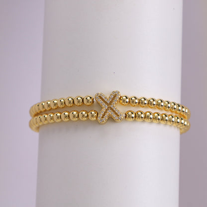 Copper-plated 18k Gold Zircon Bead Bracelet