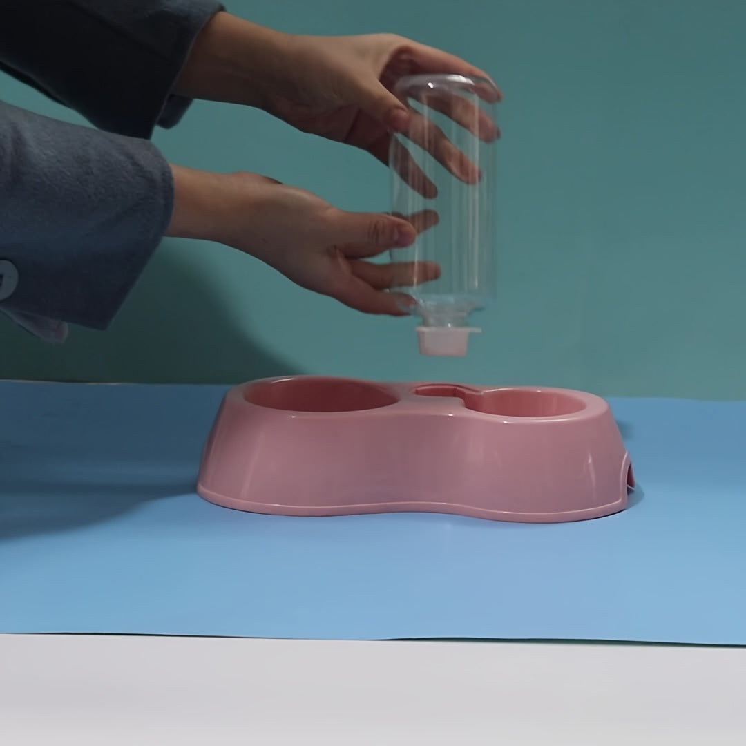 1pc Automatic Dog Water Dispenser - Double Bowls Feeding & Watering Supplies for Indoor Dogs - Space-Saving, Easy-Clean, and Durable Plastic Design