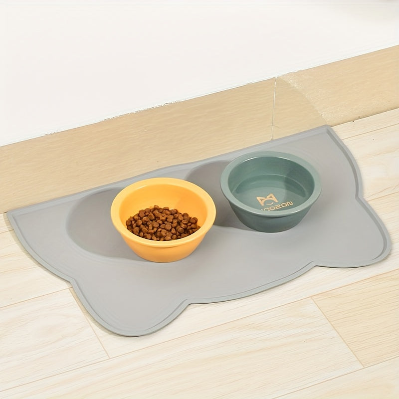 Non-Slip Waterproof Cat & Dog Food Mat with Raised Edges - Spill-Proof Pet Feeding Tray, Easy to Clean Spill Catcher for Floors,, - Compatible with Bowls, Ideal for Wet/Dry Food - Scratch-Resistant Floor Protector for Cats &