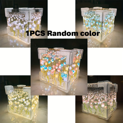 1pc DIY Tulip Lamp - Self-Assembled Night Light with Simulated Flower Design - Unique Valentine's Day, Birthday, Halloween, Christmas Gift for Creative Bedroom Decoration