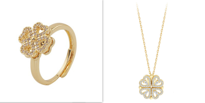 Explosive Style Detachable Deformed Four-leaf Clover Necklace For Women A Multi-wearing Zircon Small Love Short Clavicle Chain.Free Shipping.Delivery Time:2Weeks