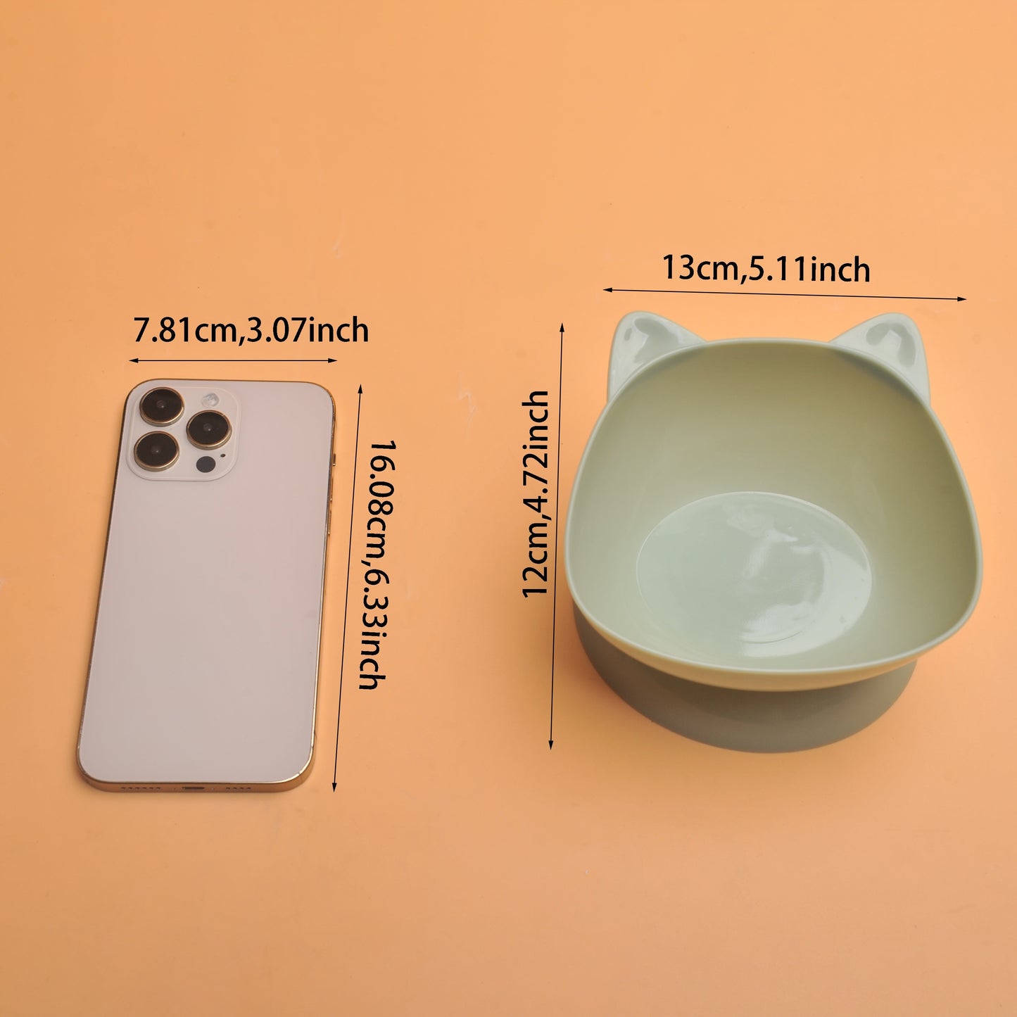 Premium Cat Ear Shaped Elevated Pet Bowl - Ergonomic Inclined Design for Cervical Spine Support - Perfect for Cats & Dogs - Stylish Food & Water Dishes for Your Furry Friends