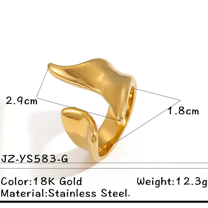 Stainless Steel Ring, Minimalist Geometric Polished Band For Women