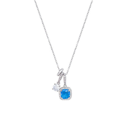 Women's Super Shiny Blue Zircon Necklace Niche High-end Clavicle Chain