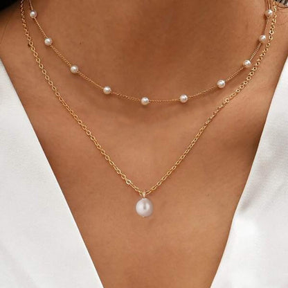 Womens Retro Alloy Layered Clavicle Necklace