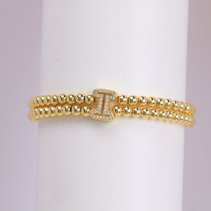 Copper-plated 18k Gold Zircon Bead Bracelet