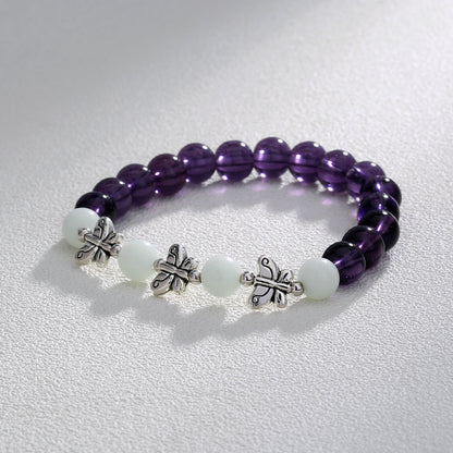 Purple Glass Beads Retro Butterfly Sky Blue Luminous Ball Bracelet Bracelet.Free Shipping.Delivery Time:2Weeks