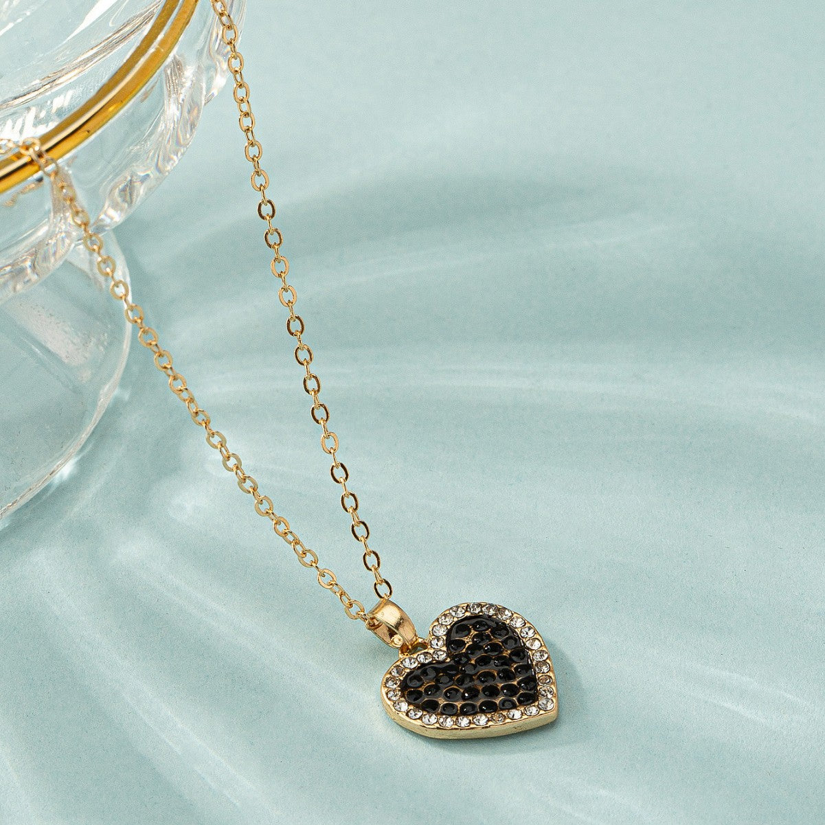 Korean-Japanese Sweetheart Instagram-Style Cute Alloy-Inlaid Heart Necklace For Women