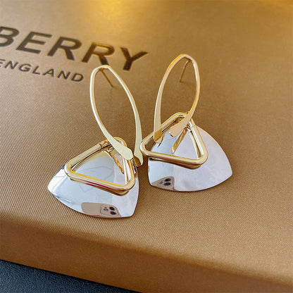 Women's High-End Metallic Hollow Triangle Silver Stud Earrings