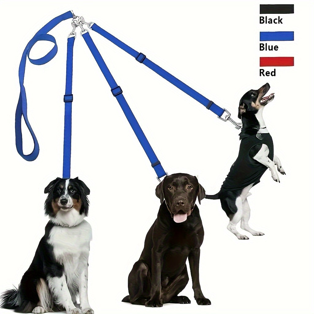 Heavy-Duty Dog Harness System with 3-Directional Control - 3-Way Dog Leash with Adjustable Car Seat Belt System - No-Pull 5-Foot Long Leash for Outdoor Walking, Hiking, Car Travel & Camping - Compatible with All Dog Sizes (Bl
