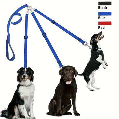 Heavy-Duty Dog Harness System with 3-Directional Control - 3-Way Dog Leash with Adjustable Car Seat Belt System - No-Pull 5-Foot Long Leash for Outdoor Walking, Hiking, Car Travel & Camping - Compatible with All Dog Sizes (Bl