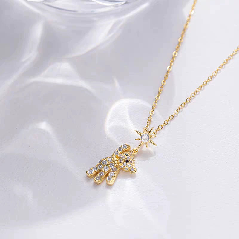 Women's Cute Bear Necklace Design Niche Titanium Steel Non-fading Clavicle Chain Pendant