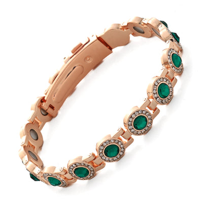 Fashionable, Light-Luxury Lucky Clover Alloy Diamond-Encrusted Single-Row Magnetic Bracelet For Women