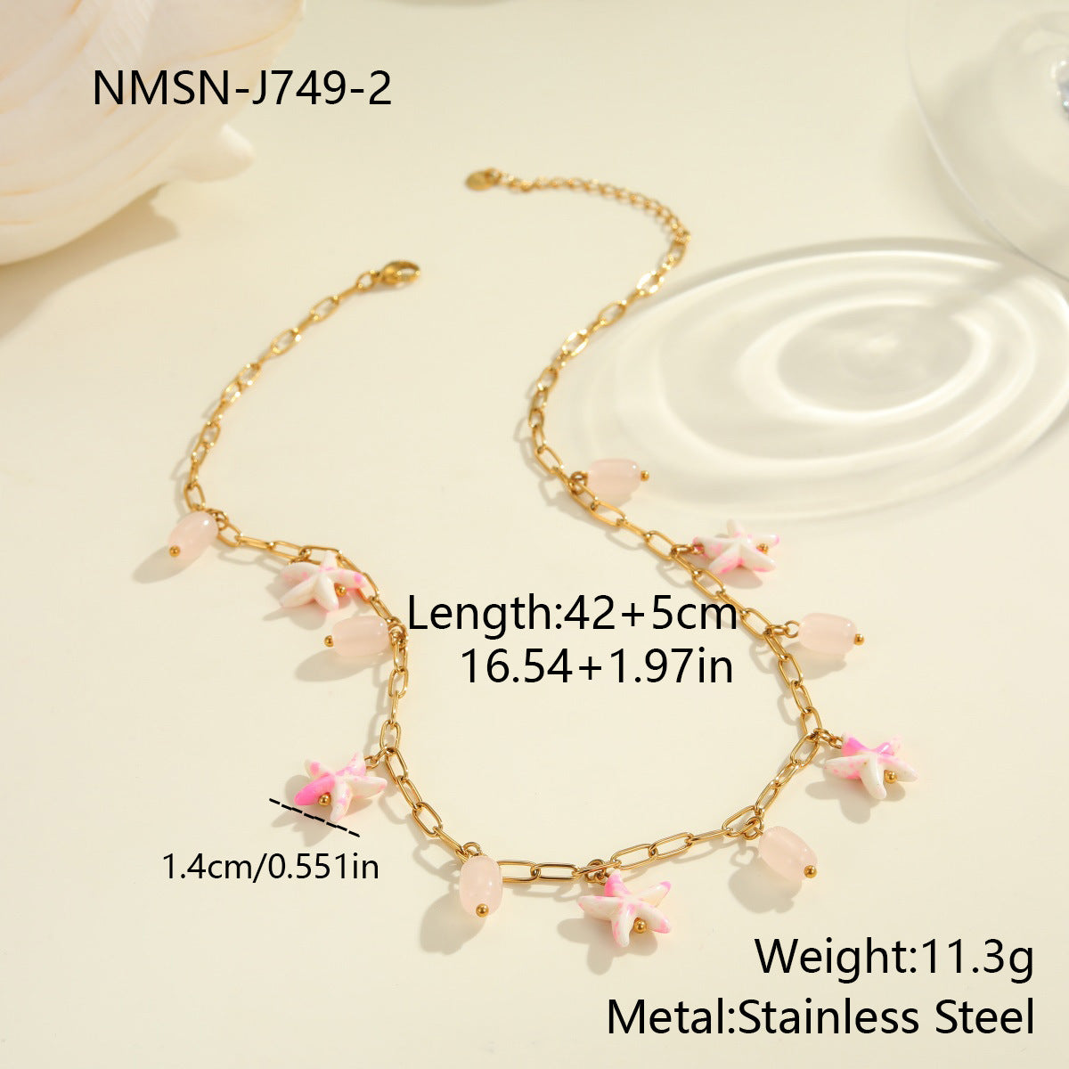 Colorful Starfish Stainless Steel Necklace Non-fading Ocean Style Bracelet