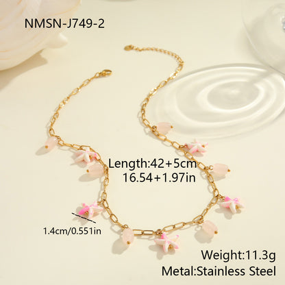 Colorful Starfish Stainless Steel Necklace Non-fading Ocean Style Bracelet