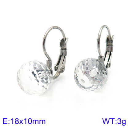 10mm Glass Crystal Ear Hooks Womens Titanium Steel Earrings