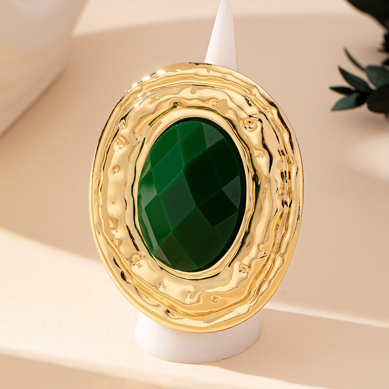 Fashion Metal Geometry Round Piece Ear Studs Necklace Bracelet Ring Jewelry Set