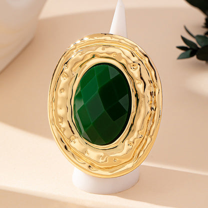 Fashion Metal Geometry Round Piece Ear Studs Necklace Bracelet Ring Jewelry Set