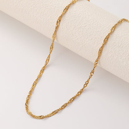 Womens Stainless Steel Water Wave Chain Choker Necklace With A Personalized Design