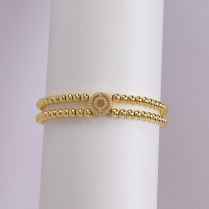 Copper-plated 18k Gold Zircon Bead Bracelet