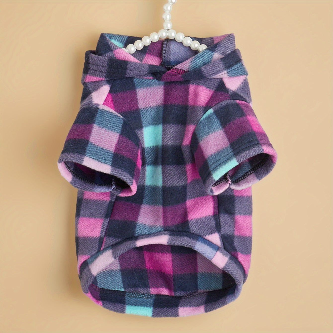 Pet Clothing Sweatshirt, Colorful Plaid -Lined Warm Comfortable Coat for Cats and Dogs