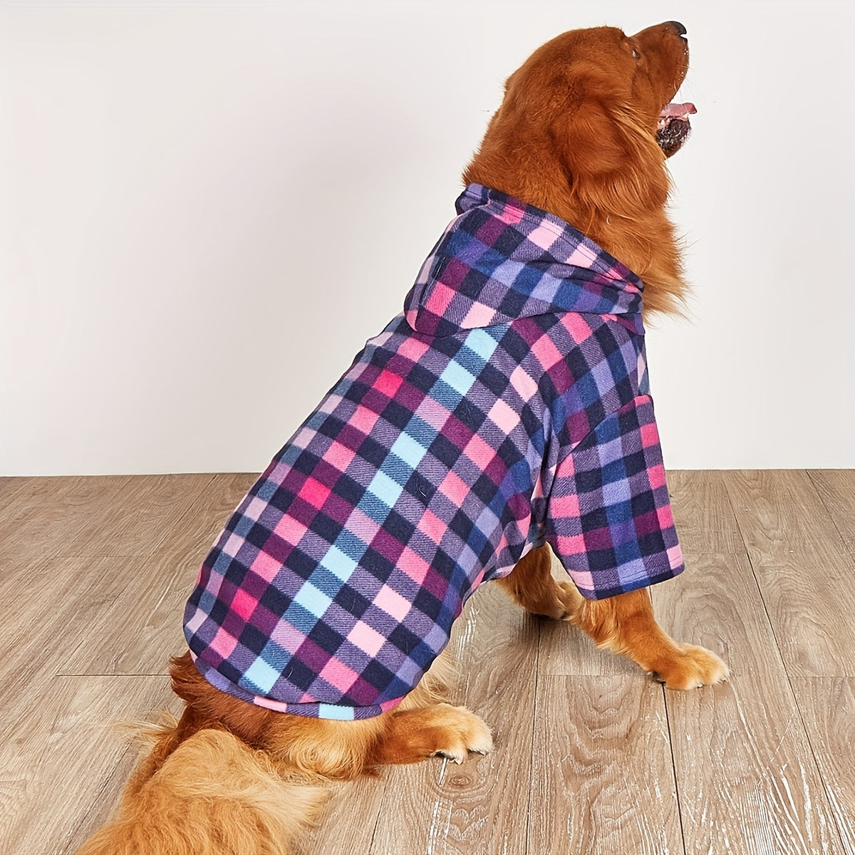Pet Clothing Sweatshirt, Colorful Plaid -Lined Warm Comfortable Coat for Cats and Dogs