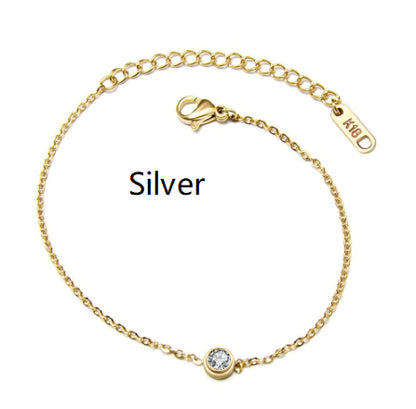 Single-stone Titanium Steel Bracelet For Women 18K Gold Cool And Minimalist Style