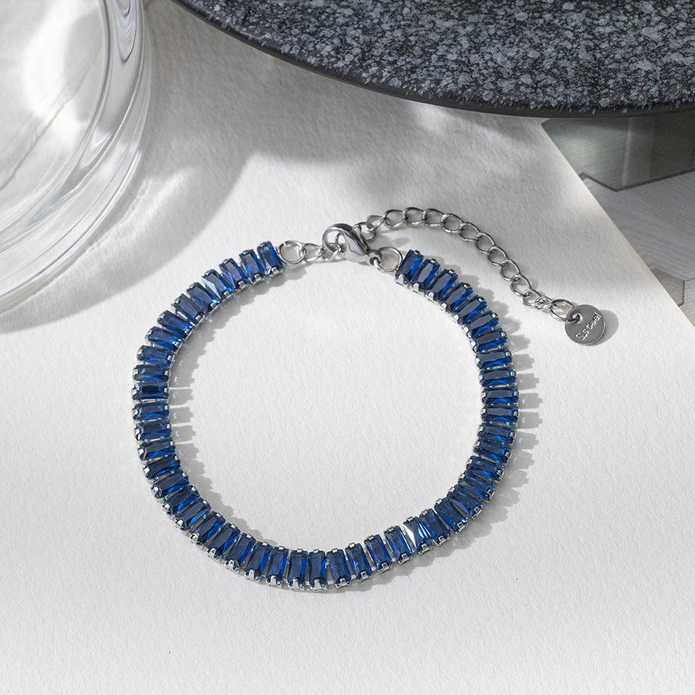 Golden Bracelet With Square-cut  Fully Paved Crystals