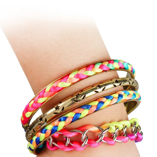 4Pcs Colorful Woven Burnished Gold Bracelets Set - Giftcare Bracelet & Bangle