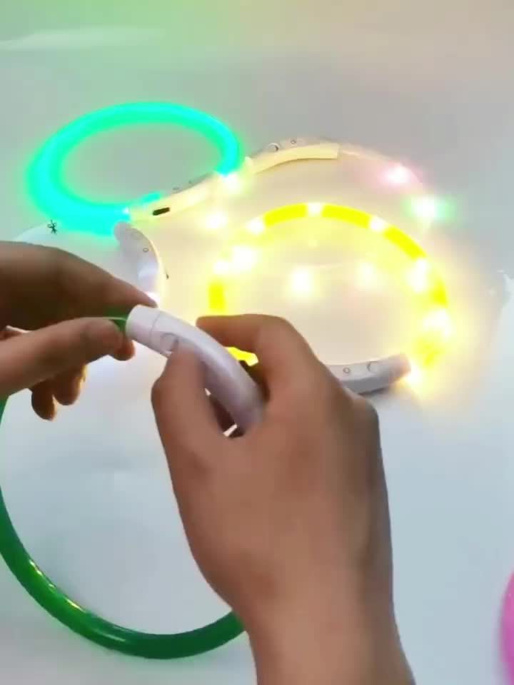 Luminous USB Rechargeable Dog Collar - Glow-in-the-Dark PVC Neck Cuff for Small Medium Large Dogs, Nighttime Walking Light with USB Charging, Safe & Portable Pet Accessory, Glow in the Dark Technology