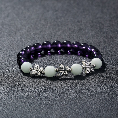 Purple Glass Beads Retro Butterfly Sky Blue Luminous Ball Bracelet Bracelet.Free Shipping.Delivery Time:2Weeks