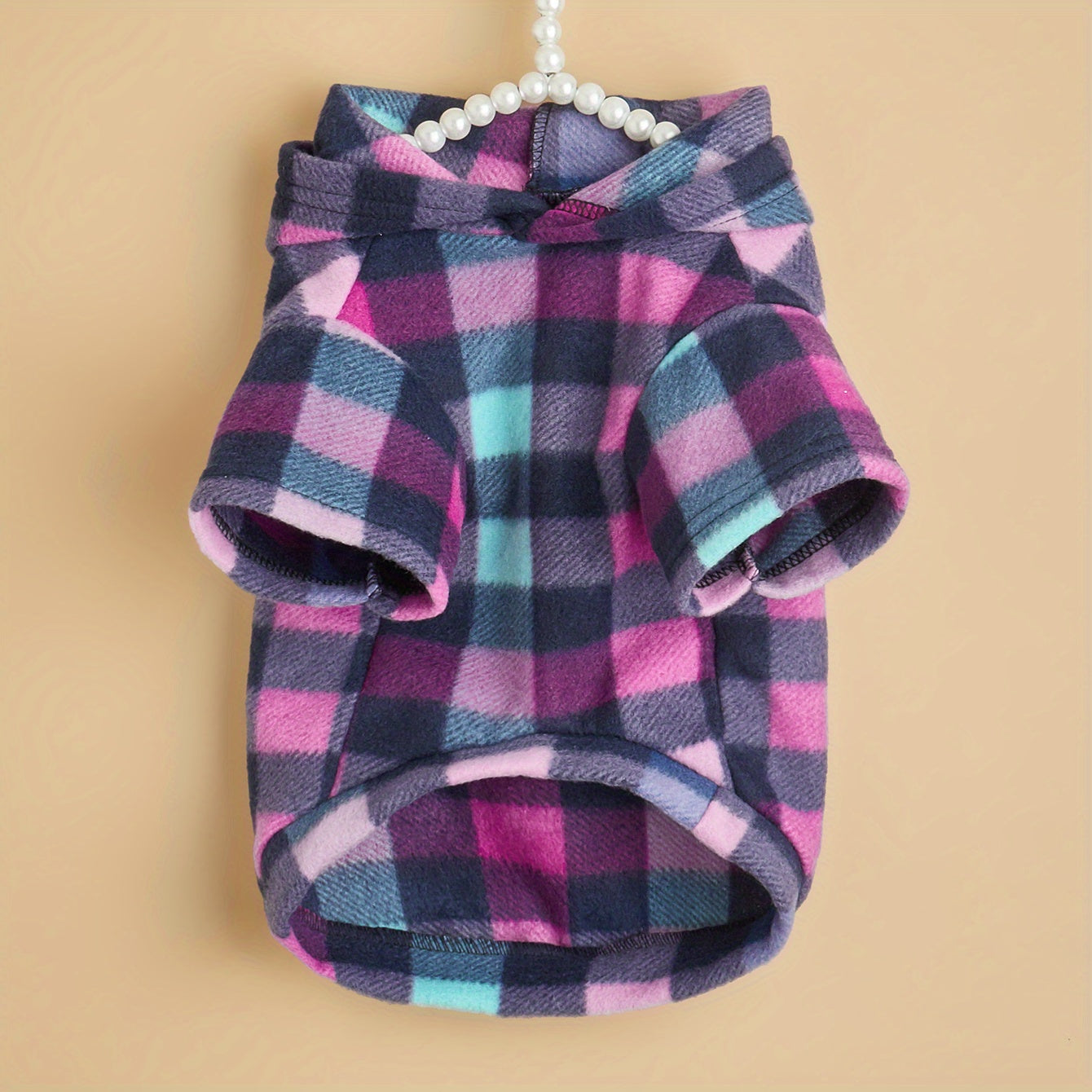 Pet Clothing Sweatshirt, Colorful Plaid -Lined Warm Comfortable Coat for Cats and Dogs