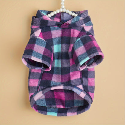 Pet Clothing Sweatshirt, Colorful Plaid -Lined Warm Comfortable Coat for Cats and Dogs