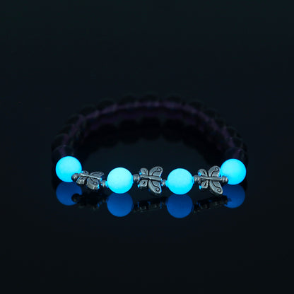 Purple Glass Beads Retro Butterfly Sky Blue Luminous Ball Bracelet Bracelet.Free Shipping.Delivery Time:2Weeks