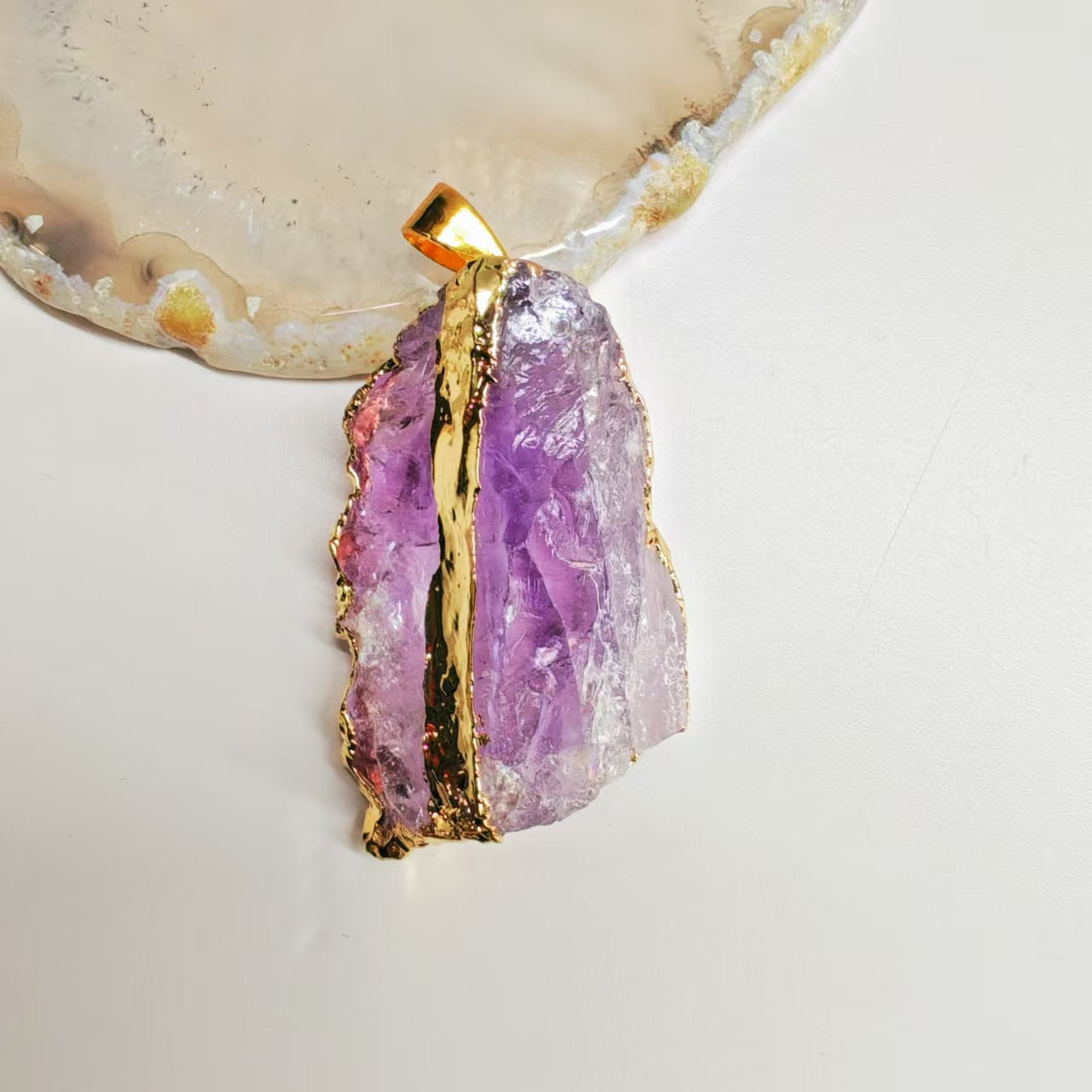 Irregular Natural Crystal Stone Pendant Sweater Chain Bracelet Accessories