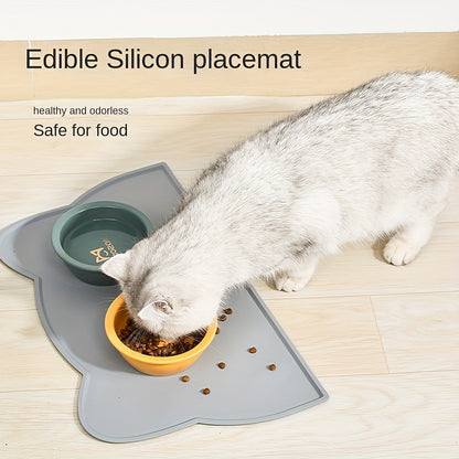 Non-Slip Waterproof Cat & Dog Food Mat with Raised Edges - Spill-Proof Pet Feeding Tray, Easy to Clean Spill Catcher for Floors,, - Compatible with Bowls, Ideal for Wet/Dry Food - Scratch-Resistant Floor Protector for Cats &