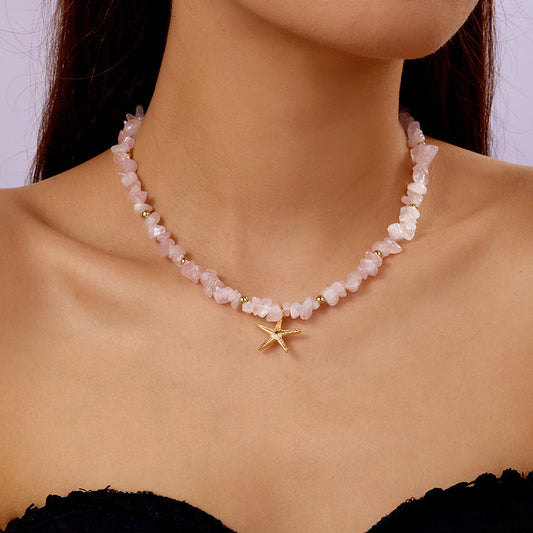 Small Gravel Starfish Pendant Necklace Choker Europe And America - Giftcare Necklace & pendants