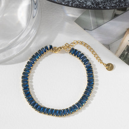 Golden Bracelet With Square-cut  Fully Paved Crystals