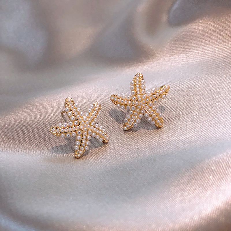 Pineapple Starfish Pearl Earrings.Free shipping