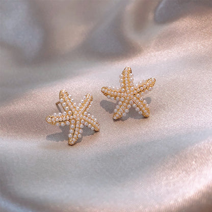 Pineapple Starfish Pearl Earrings.Free shipping