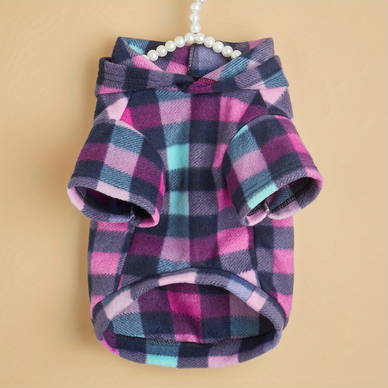 Pet Clothing Sweatshirt, Colorful Plaid -Lined Warm Comfortable Coat for Cats and Dogs