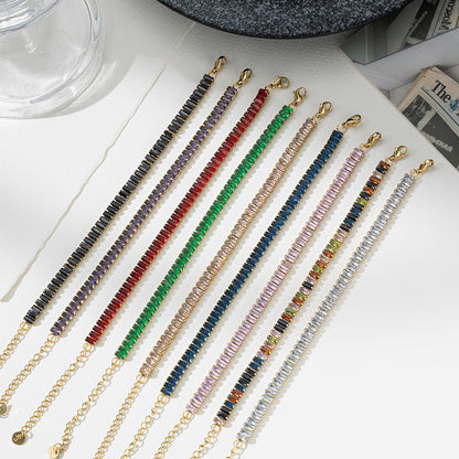 Golden Bracelet With Square-cut  Fully Paved Crystals