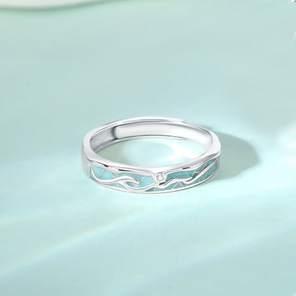 New Jiangnan Misty Rain Ring In Traditional Chinese Style With Blue-and-White Porcelain Pattern