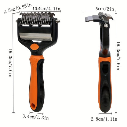 2-in-1 Ultimate Pet Grooming Brush for Medium to Large Dogs - Deshedding, Dematting, and Tangle Removal Tool for Short to Long Hair